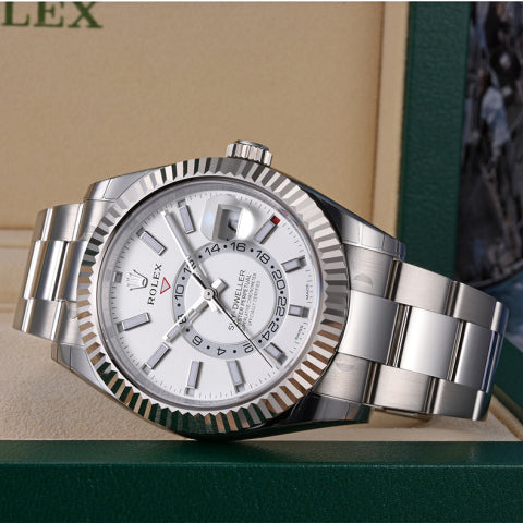 Automatic Watch for Men Replica Sky Dweller white Dial Rubber Belt 40mm R061210