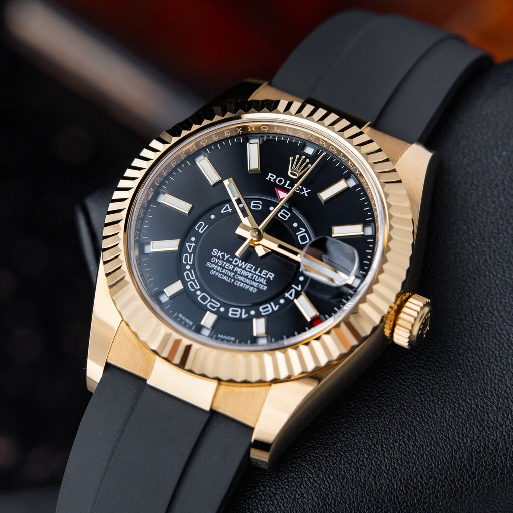 Automatic Watch for Men Replica Sky Dweller Black Dial Rubber Belt 40mm R061212
