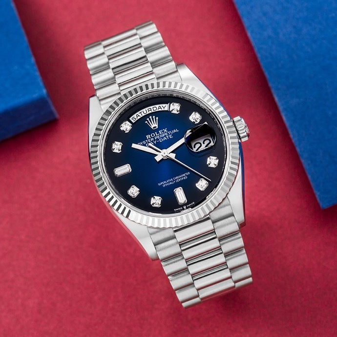 40mm Automatic Watch Replica Daydate Silver Blue 061311