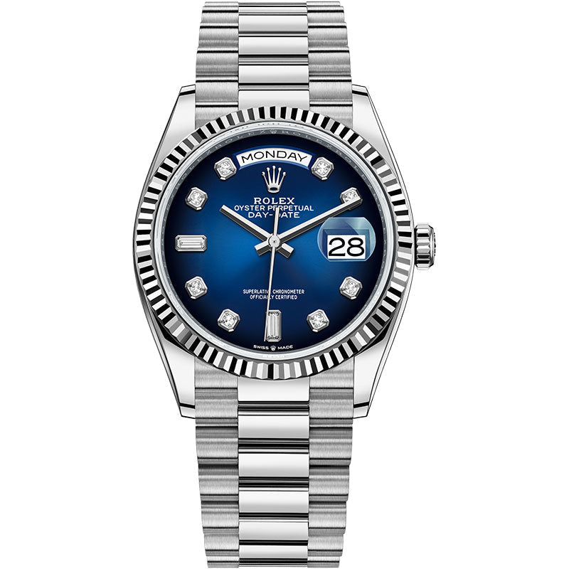 40mm Automatic Watch Replica Daydate Silver Blue 061311