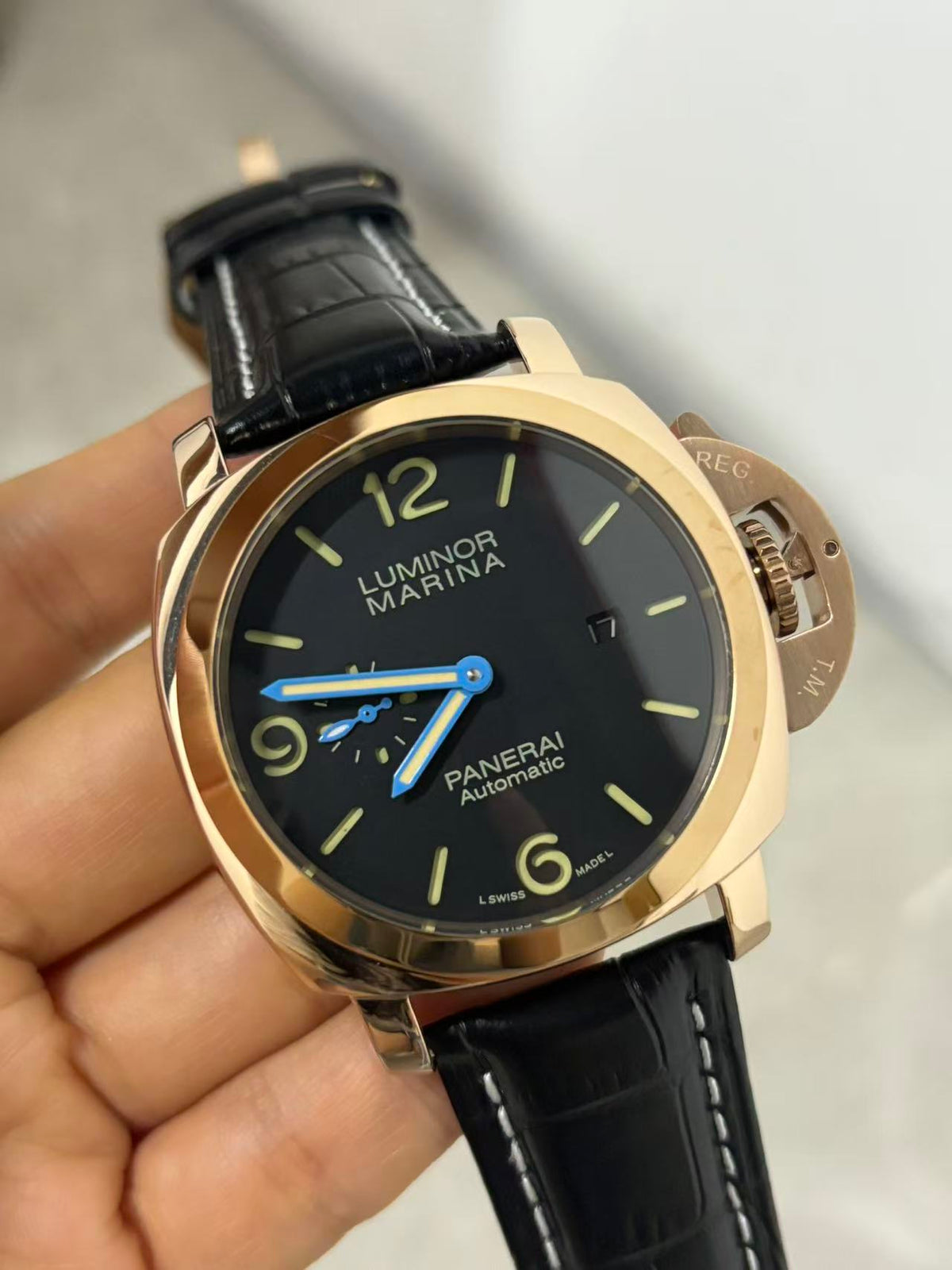 904l LUMINOR Stainless Steel Automatic Mechanical Watch Leather Strap Mens Watches 45MM