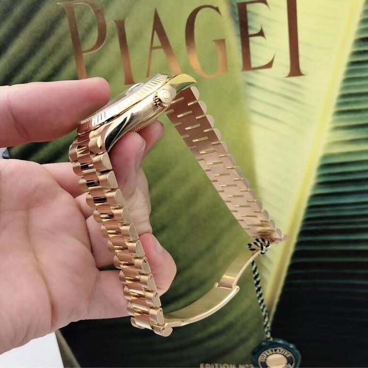 40mm Automatic Watch Replica Daydate Gold Black Belt 061316