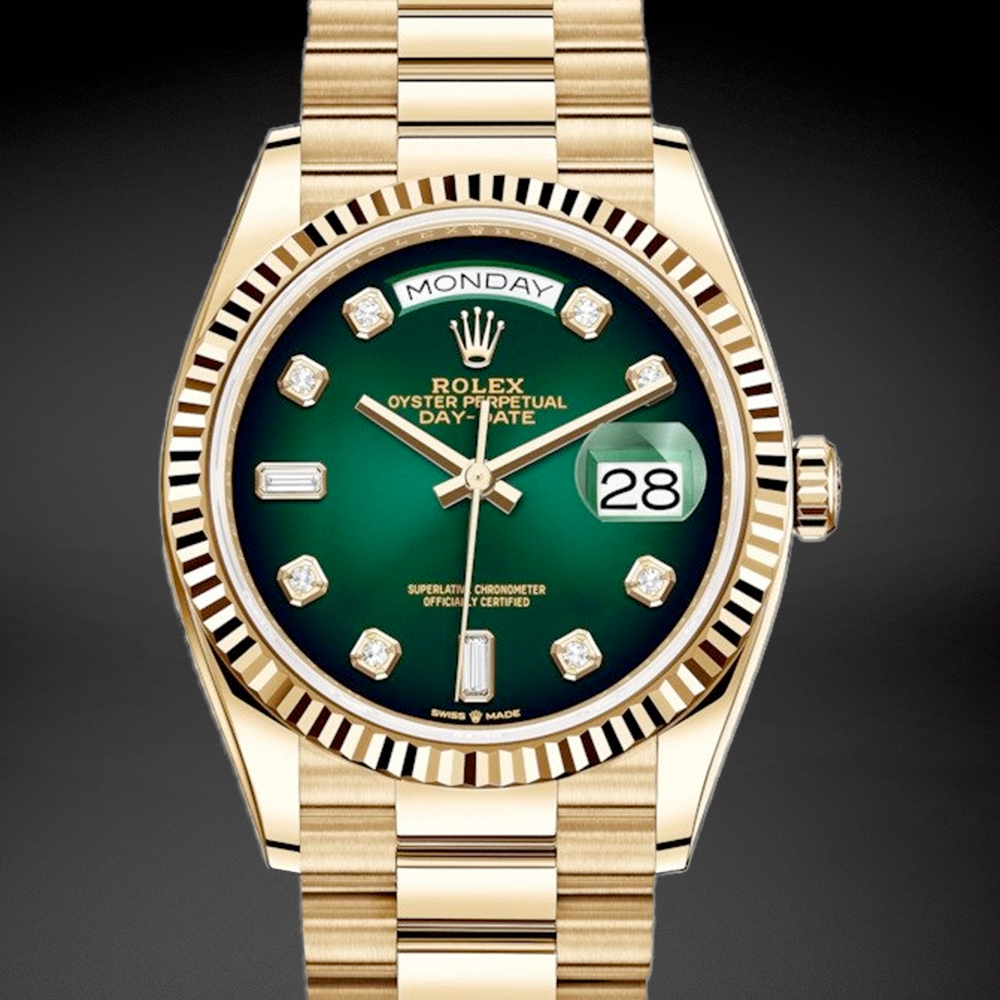 40mm Automatic Watch Replica Daydate Gold Green 061310